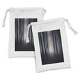 thumbnail image 1 of Forest Fabric Pouch Set of 2, Path in Dark Deep Woodland Fog Halloween Creepy Twisted Branches Picture, Small Drawstring Bag for Toiletries Masks and Favors, 9" x 6", Dark Grey Purple, by Ambesonne, 1 of 2