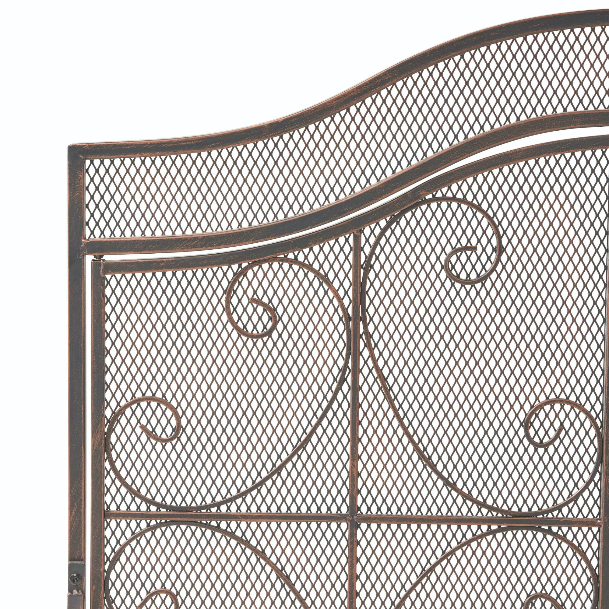 41" Black Contemporary Scrollwork Accent Fireplace Screen