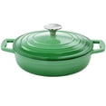 thumbnail image 2 of MegaChef 2 Quart Round Enameled Cast Iron Braiser Pan in Green, 2 of 6