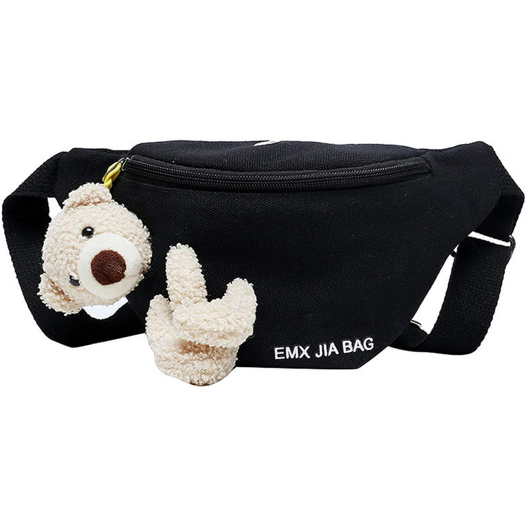 Cute Waistbag for Woman Girl Sweet Bear Waist Bag Casual denim Belt Bag  Adjustable Cool Female Crossbody Chest Bags Hip Purse