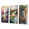 thumbnail image 3 of Designart "The Beauty of Floral Window Views in Green and Pink" Farm Door and Windows Wall Art Set Of 3 - Green Farm Door Floral Gallery Set For Office Decor, 3 of 7