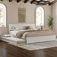thumbnail image 3 of AFI Lylah King Wood Platform Bed with Panel Footboard and Twin-XL Trundle, White, 3 of 17