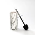 thumbnail image 3 of J&V TEXTILES Ceramic Toilet Brush, Toilet Bowl Brush with Extra Long Handle Durable Bristles Toilet Scrubber and Covered Holder for Toilet Brush Set for Bathroom Cleaning Chrome/Marble, 3 of 4