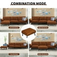 thumbnail image 6 of Convertible Velvet Sectional Sleeping Couch Sofa Bed with USB Ottoman Adjustable Backrest for Living Room,Caramel Brown, 6 of 8