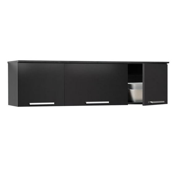 Pemberly Row Contemporary Wall Mounted Hutch in Black