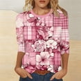 thumbnail image 4 of Staron Women's Casual Printed T-Shirt 3/4 Sleeve Round Neck Loose Blouse Fashion Top, XL, 4 of 6