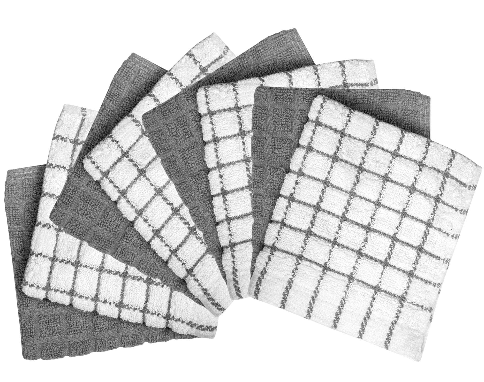 Dish Cloths 8 Pack 12x12 Inch 100% Cotton Kitchen Towels 405 GSM Soft Highly Absorbent Durable Cleaning Towels for Kitchen Aqua