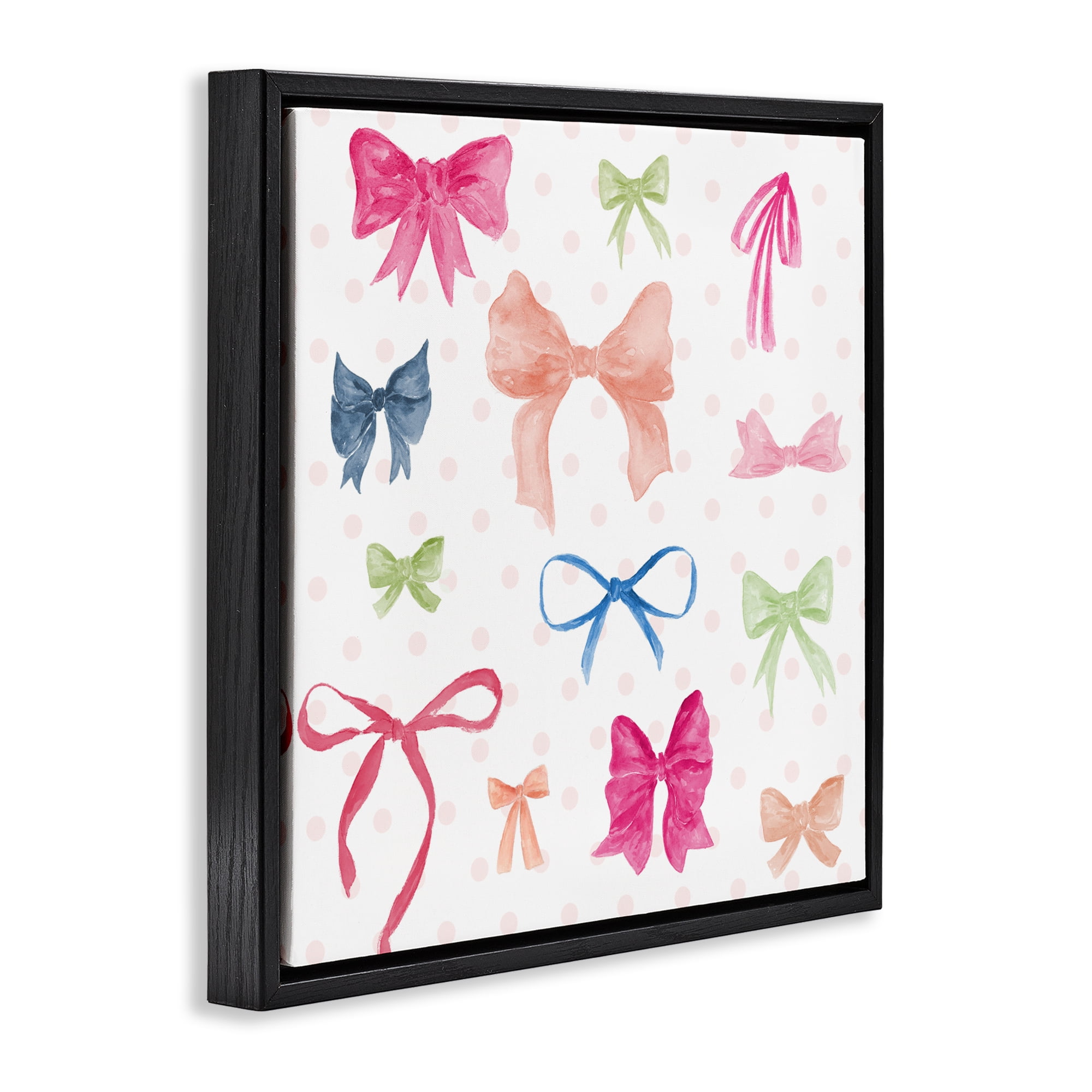 Stupell Industries Colored Bows on Plaid Black Framed Floater Canvas Wall Art, design by Lucille Price
