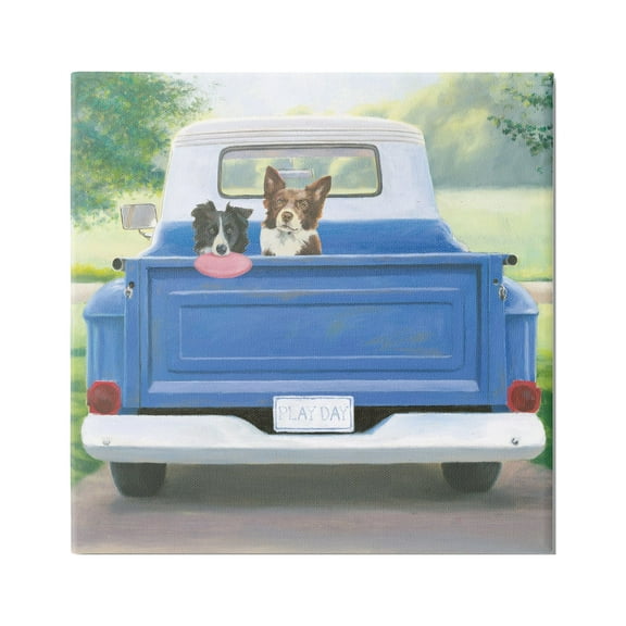 Stupell Industries Dogs in Country Truck Animals & Insects Painting Gallery Wrapped Canvas Print Wall Art, 17 x 17