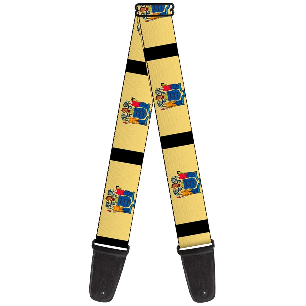 Buckle-Down Guitar Strap, New Jersey Flags Black, 2 Inches Wide