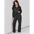 thumbnail image 2 of ORUYROP Women 2 Piece Outfits Sweatsuit Set 2023 Fall Oversized Half Zip Sweatshirt Wide Leg Sweatpant Lounge Set Tracksuit, 2 of 7