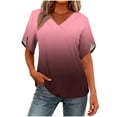 thumbnail image 2 of BRGZLK Womens Short Sleeve Tops Fashion Trendy T Shirts V Neck Summer 2026 Casual Ruffle Loose Tees, 2 of 7
