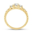 thumbnail image 4 of AFFY White Cubic Zirconia Three Stone Promise Ring for Women 14K Yellow Gold over Silver-5, 4 of 6