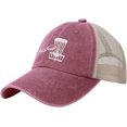 thumbnail image 1 of Disc Golf Basket with Flying Disk Hat Washed Distressed Baseball Cap Adjustable Golf Summer Sun Hats, 1 of 8