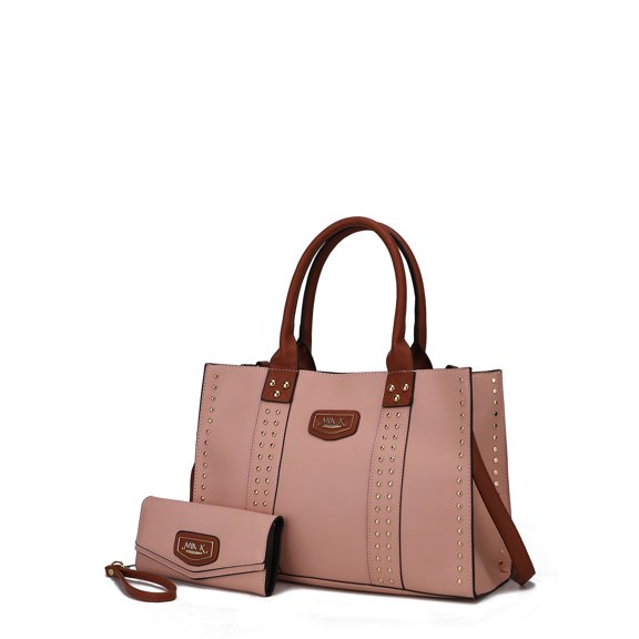 MKF Collection Women's Davina Faux Leather Tote Bag and Wallet Set, 2-Piece, Blush