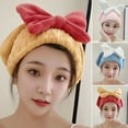 thumbnail image 2 of Women Hair Towel Cute Bowknot Coral Fleece Drying Hair Hat for Curly Long Thick Hair Girls, 2 of 9