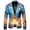 thumbnail image 2 of LUOWEI Men's Christmas Print Casual Loose Jacket - Winter Thermal Plus Size Leisure Suit Jacket, Blue Christmas Fashion Outdoor Jackets, XL, 2 of 4