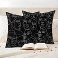 thumbnail image 3 of Abstract Style Outdoor Waterproof Pillow Covers, Black Face Line Modern Character Art Decorative Square Throw Pillowcase Sofa Cushion Sham for Patio/Couch/Chair, 18"x18" 2 Pack, 3 of 8