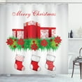 thumbnail image 1 of Ambesonne Christmas Shower Curtain, Hanging Stockings, 69"Wx84"L, Red Emerald White, 1 of 3