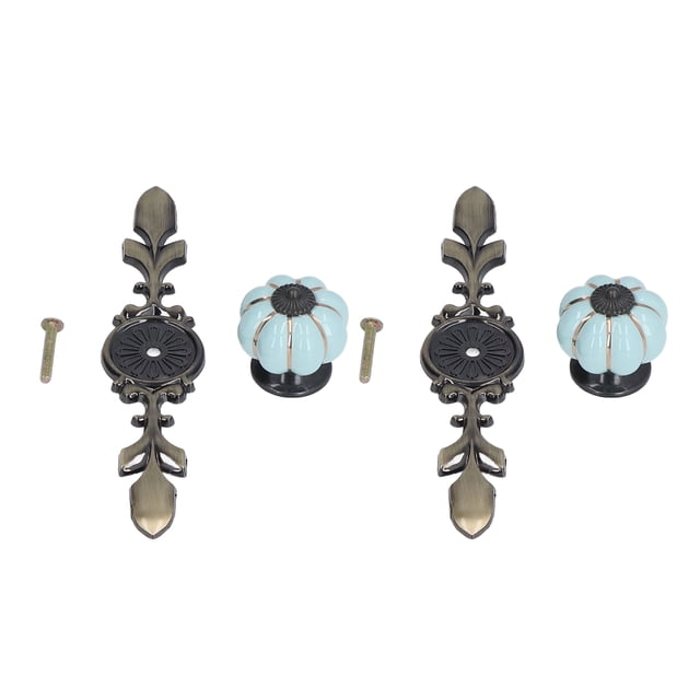 Perillas de cerámica para puerta de armario, 2 unids/set, perillas de cerámica de calabaza pintadas a mano, manija de gabinete de cerámica, diseño exquisito
