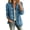 Sky Blue, variant on Women Ruffle Denim Jacket Vintage V Neck Collarless Double Button Down Long Sleeve Casual Boho Shacket With Pockets Beach Vacation Travel Holiday Outwear Black XXL