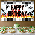 thumbnail image 7 of Motocross Design Happy Birthday Banner Fire Theme Checkered Pattern Party Decoration for Outdoor Events Birthday Celebrations Motorcycle Enthusiasts, 7 of 7