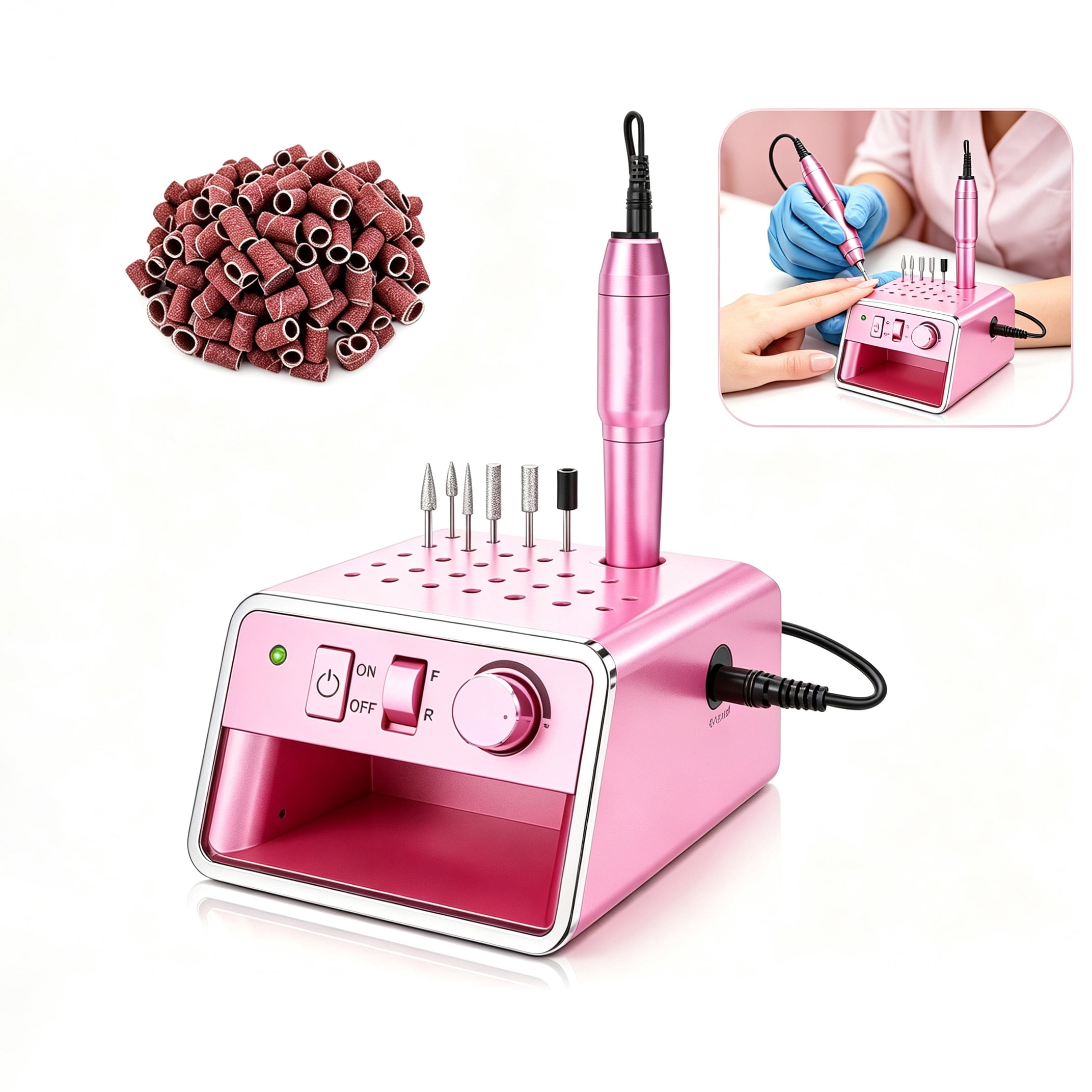 IDFINE Electric Nail Drill 45000RPM, Cordless Rechargeable Nail
