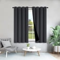 thumbnail image 3 of Cortinas Blackout, 2 Paneles Cortinas Largas con Forro Negro para Estar/Recámara Ventana, Ojales en la Parte Superior, Aislamiento Térmic, Reducción Ruido (Negro, 107x160cm),Negro, 3 of 10