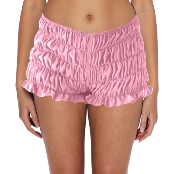 Pantalones cortos con volantes de cuadros vichy de color liso para mujer, primavera-verano: cintura alta, tejido de gasa, cintura elástica, para salidas informales.