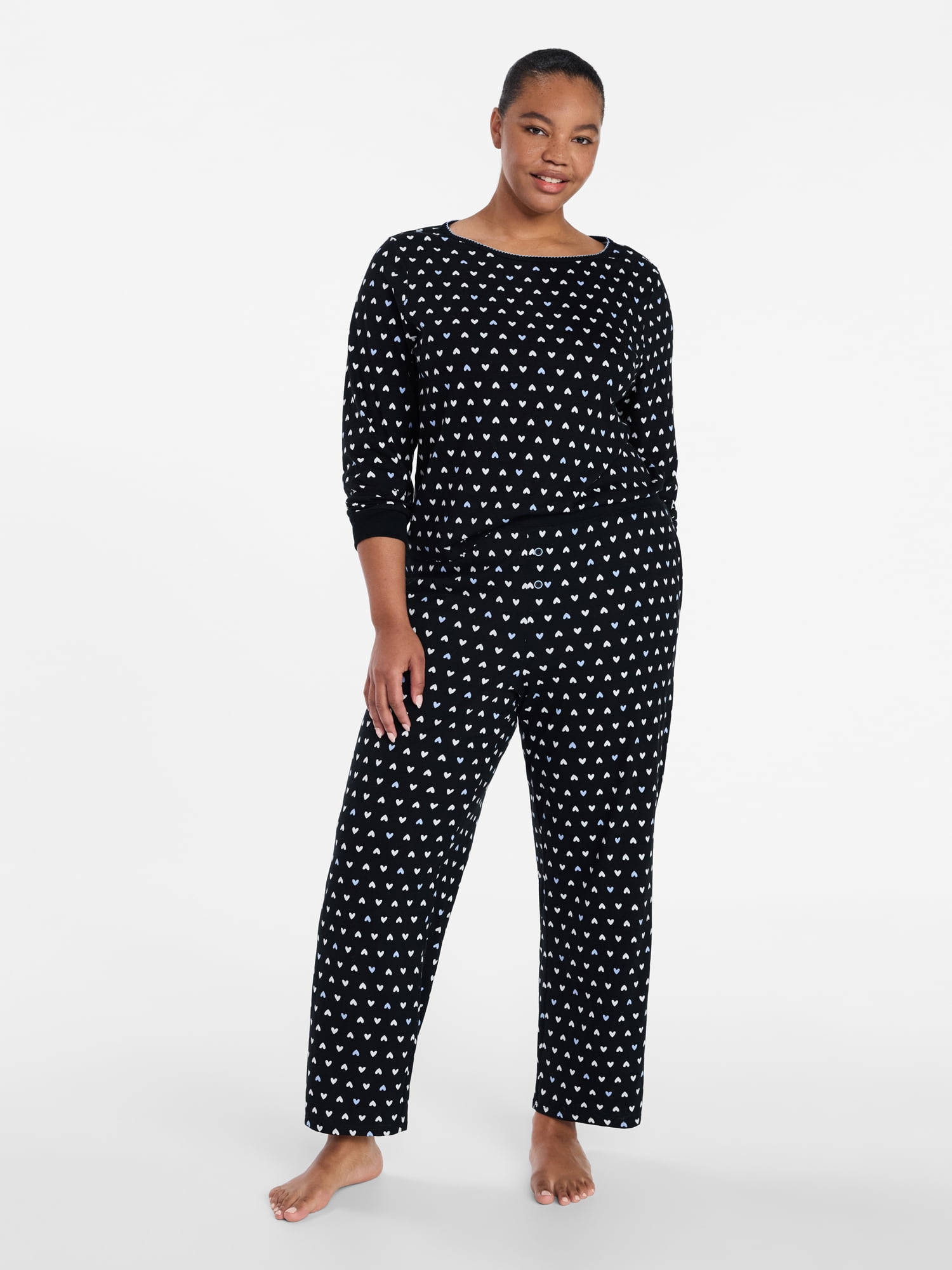 Joyspun Women's Mommy-Daughter Family Matching Cotton Sleep Top and Pants Pajama Set, 2-Piece, Sizes XXS-3X