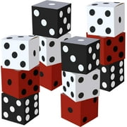 12 Pcs Large Casino Dice Boxes 11 in Casino Theme Party Decoration Las Vegas Themed Night Jumbo Giant Vegas Dice Centerpieces Table Top for Graduation Prom Birthday Party(Black, White, Red)