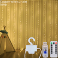 USB Remote Control 8 Function Copper Wire Curtain Light String Hook LED