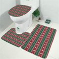 thumbnail image 2 of Red and Green Christmas Snowman Pattern Bathroom Rugs Sets 3 Piece,Toilet Cover Set,Absorbent Non Slip Bathroom Mats Sets with U-Shaped Contour Rug Toilet Rug Set, 2 of 5