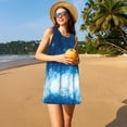 thumbnail image 3 of Xecao Robes d'Été à Paillettes Bleues pour Femmes Robes Décontractées de Plage Sans Manches T-Shirt Robe Évasée avec Poches, 3 of 7