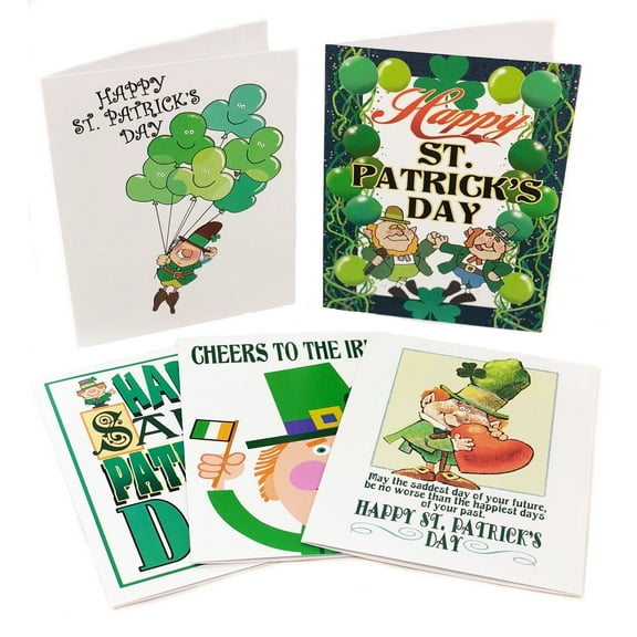 St Patrick's Day Assorted Card Pack - 15 St Patrick's Day Cards & Envelopes