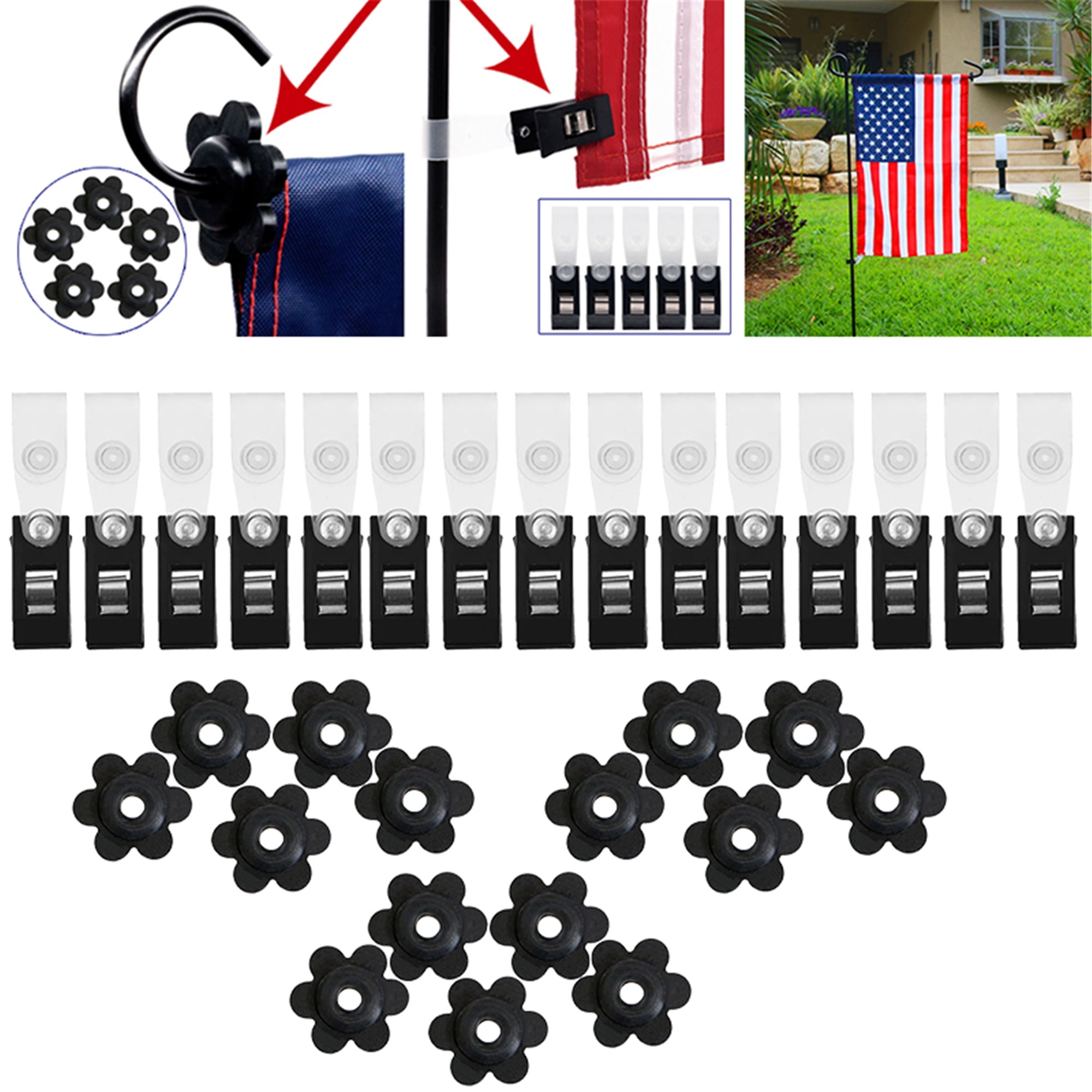 Elbourn 30 Pcs Garden Flag clips Stoppers Garden Anti Wind Clips and