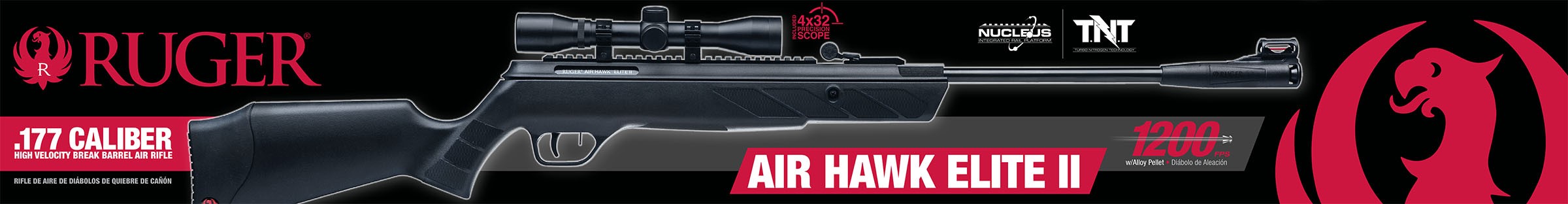 RUGER AIRHAWK ELITE II .177 PELLET BREAK BARREL AIR RIFLE BLACK SYNTHETIC STOCK