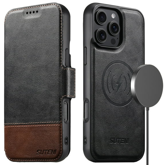 Allytechgroup 2 in 1 Wallet Phone Case for Apple iPhone 15, Premium PU Leather [Compatible with Magsafe] Detachable Magnetic Back Cover with Cards Holder Shockproof Cover Shell,Black