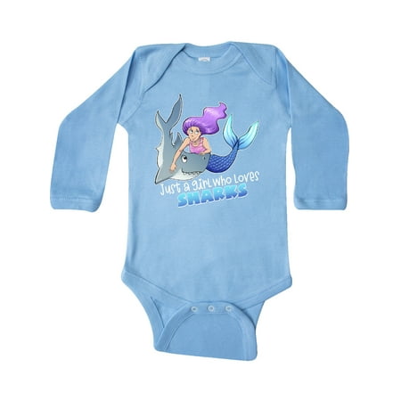 

Inktastic Just a Girl Who Loves Sharks- Mermaid Gift Baby Girl Long Sleeve Bodysuit