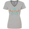 thumbnail image 3 of Inktastic Life is Better at the Cabin, Deer Antlers, Camping Women's V-Neck T-Shirt, 3 of 5