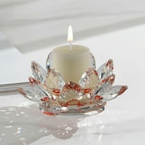 Crystal Lotus Tealight Candle Holders - Transparent Glass Candlestick for Christmas Home Wedding Party, Decorative Tea Light Holders Table Centerpiece Festive Decor