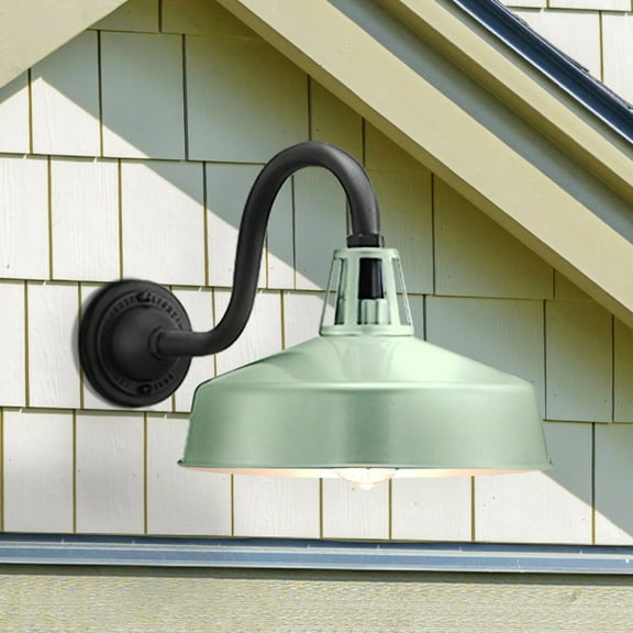 Luxury Industrial Wall Sconce, Medium Size: 11.25''H x 21.625''W, with Farmhouse Style Elements, Pistachio Finish, UHP1505 from the Gary Collection by Urban Ambiance