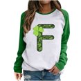 thumbnail image 1 of Camiseta de manga larga con estampado de San Patricio y cuello redondo para mujer Pompotops FGAJ514, 1 of 4
