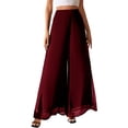 thumbnail image 2 of Women'S Chiffon Dress Beach Wide Leg Palazzo Pants Trouser Wine Red XL, 2 of 7