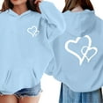 thumbnail image 4 of GiLiling Girls Preppy Heart Sweatshirt, Oversized Pullover Sweatshirt, Kids Fall Winter Long Sleeve Cute Print, Trendy Hoodie (Light Blue, 12-13 Years), 4 of 8