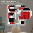 thumbnail image 6 of Red Kitchen Window Curtains Valance and Tier Set 36 Inch, Black Grey Modern Rod Pocket Short Tier Curtain for Bathroom, Abstract Art Small Cafe Drapes for Kitchen Decor, 6 of 6