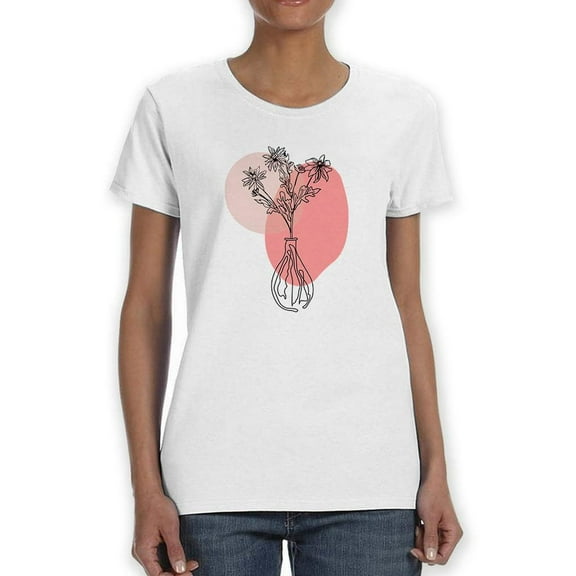 Flowers In Vase Lineart T-Shirt Women -Image by Shutterstock, Female Small