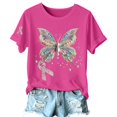 thumbnail image 4 of Puliio Womens Butterfly Ribbon Print T Shirt Short Sleeve Casual Awareness Summer Daily Tee, 4 of 5