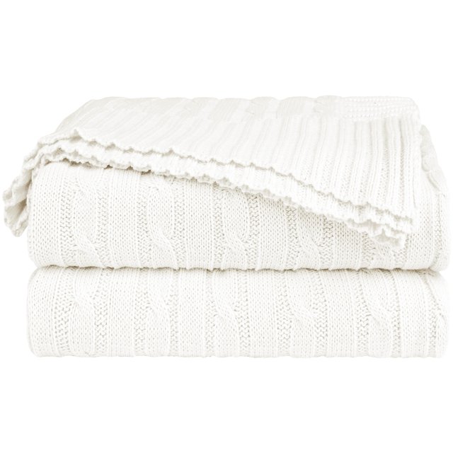 Unique Bargains Cotton Blanket Decorative Cable Knitted Throw Soft Knit Blankets