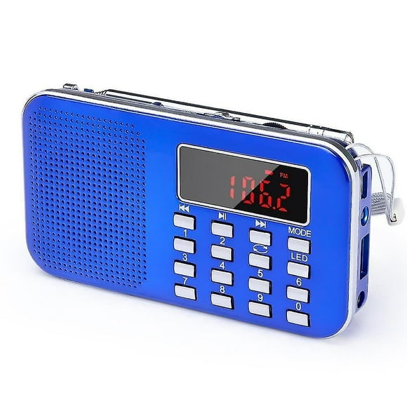 Blue Portable Fm Radio Rechargeable Receiver Tf Card
